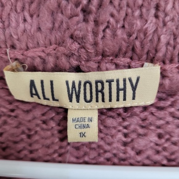 All Worthy Hunter McGrady Women's Oversized Sweater Pink SZ 1X Plus Size - Picture 4 of 10